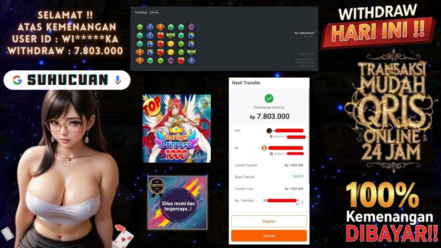 SUHUCUAN JACKPOT SLOT STARLIGHT PRINCESS 1000